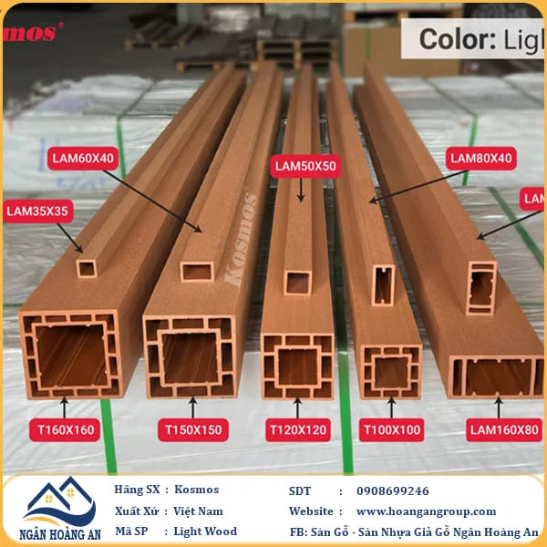 Thanh Lam Trụ Gỗ Nhựa Ngoài Trời Kosmos Màu Light Wood